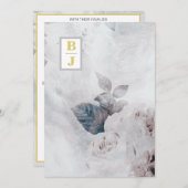 Invitation *~ QR AR26 Initiales Bouquet RSVP Vintage Wedding (Devant / Derrière)