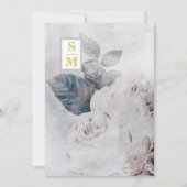 Invitation *~ QR AR26 Initiales Rose blanche RSVP Mariage rus (Devant)