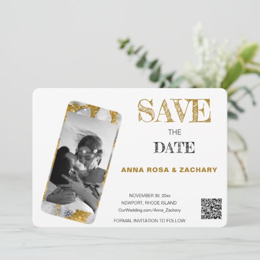 Invitation *~* QR AR6 Photo MARIAGE ENREGISTRER LA DATE télép (Debout devant)