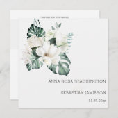 Invitation *~* QR blanc + RSVP Bouquets floraux AR15 Mariage (Devant / Derrière)