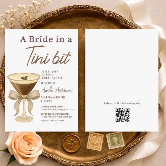 Invitation QR Code A Bride in a Tini Bit Bridal Shower