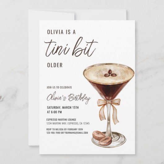 Invitation QR Code A Tini Bit Anniversaire Espresso Martini (Devant)