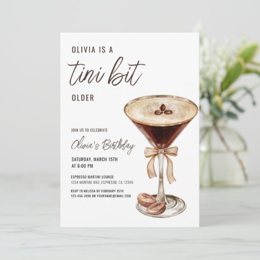 Invitation QR Code A Tini Bit Anniversaire Espresso Martini (Debout devant)