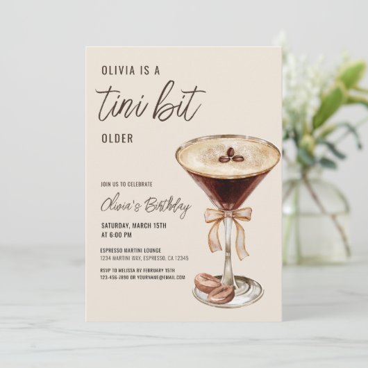 Invitation QR Code A Tini Bit Anniversaire Espresso Martini (Debout devant)