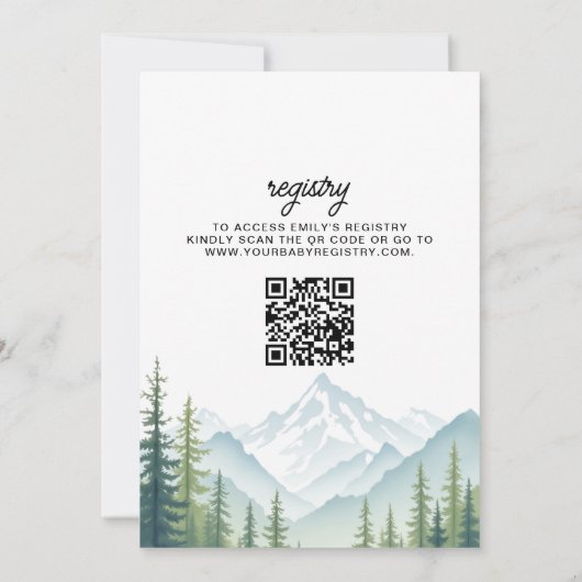 Invitation QR Code Adventure commence Baby shower de bois (Dos)