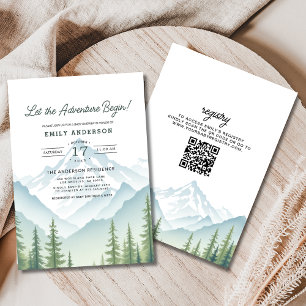 Invitation QR Code Adventure commence Baby shower de bois