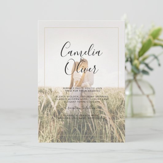 Invitation QR Code All-in-1 Rustique en terre cuite Mariage O (Debout devant)