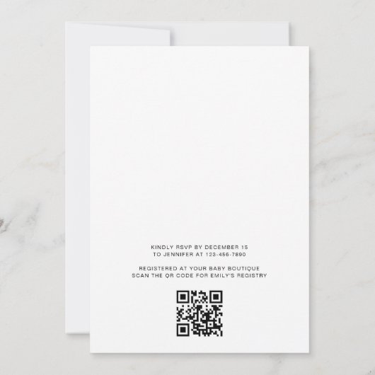 Invitation QR Code Baby shower des animaux forestiers (Dos)