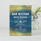 Invitation QR Code Bar Mitzvah Turquoise Gold Foil Type Bold (Debout devant)