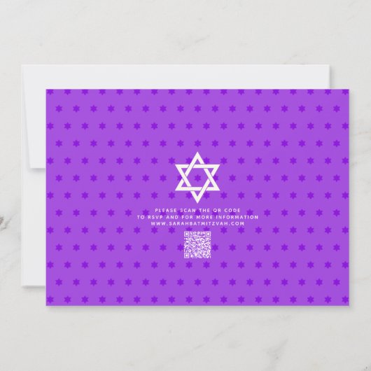 Invitation QR Code Bat mitzvah Purple Gold Bold Arbre de vie (Dos)