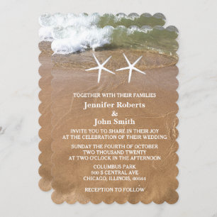 Invitation QR Code Beach Starfish Sandy Ocean Mariage