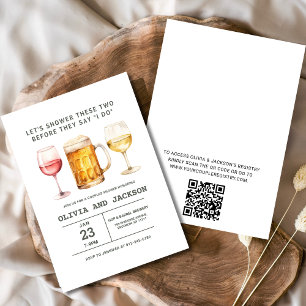 Invitation QR Code Bière Vin Brasserie Couples Douche
