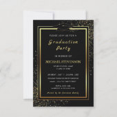 Invitation QR Code Black Gold Graduation Modèle d'invitation (Devant)