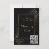 Invitation QR Code Black Gold Graduation Modèle d'invitation (Dos)