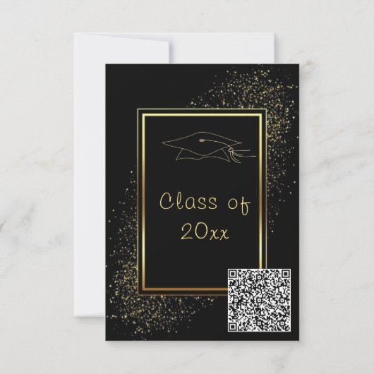 Invitation QR Code Black Gold Graduation Modèle d'invitation (Dos)