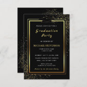 Invitation QR Code Black Gold Graduation Modèle d'invitation (Devant / Derrière)