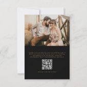 Invitation QR Code Black Gold Photo Mariage élégant (Dos)