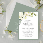 Invitation QR Code blanc gris vert vert Mariage d'aquarelle