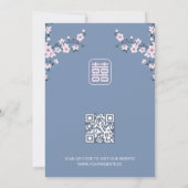 Invitation QR Code Blue Cherry Blossom | Mariage chinois (Dos)