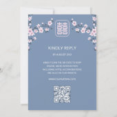 Invitation QR Code Blue Cherry Blossom | Mariage chinois (Dos)