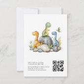 Invitation QR Code Blue Dinosaur Hatching Bientôt Baby shower (Dos)