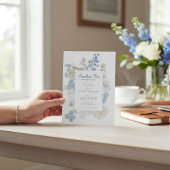 Invitation qr code Blue Floral "Something Blue" Bridal Shower