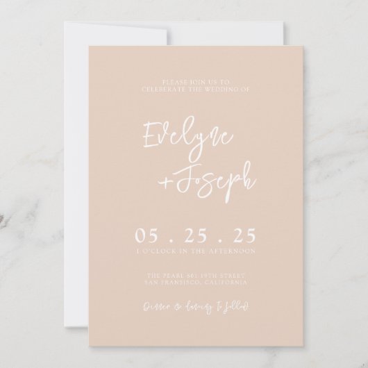 Invitation QR Code Blush Boho Chic Mariage moderne (Devant)