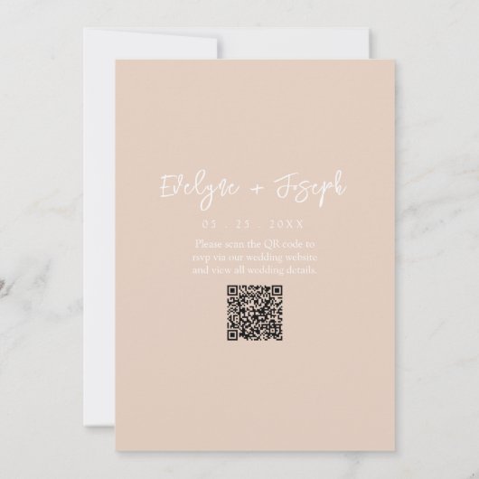 Invitation QR Code Blush Boho Chic Mariage moderne (Dos)