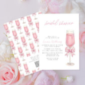 Invitation QR Code Blush Pink Bow Champagne Bridal Shower