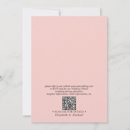Invitation QR Code Blush rose classique Mariage Monogramme (Dos)