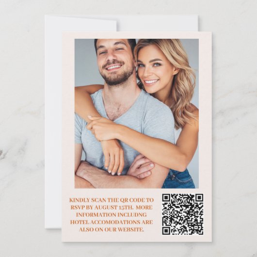 Invitation QR Code Boho Chic Retro Mariage floral (Dos)