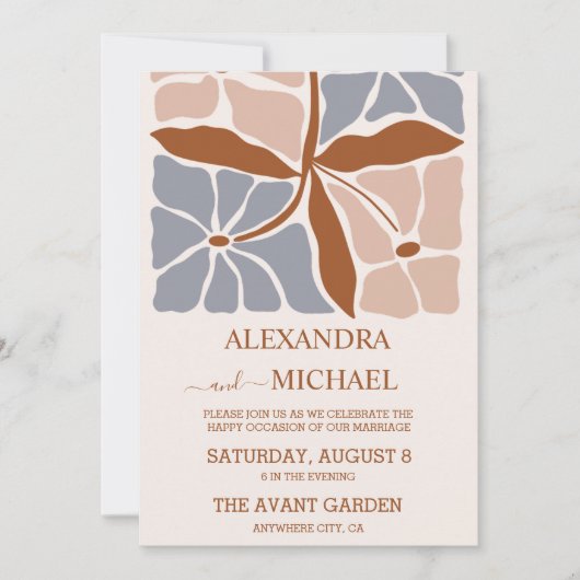 Invitation QR Code Boho Chic Retro Mariage floral (Devant)