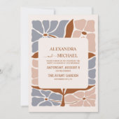 Invitation QR Code Boho Chic Retro Mariage floral (Devant)