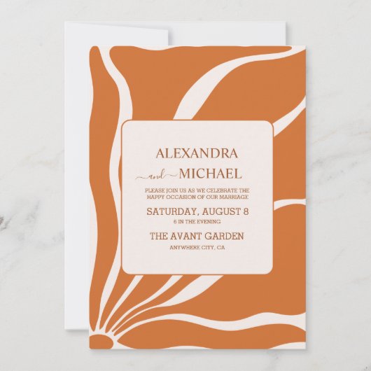 Invitation QR Code Boho Chic Retro Mariage floral (Devant)