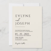 Invitation QR Code Boho noir et beige Mariage neutre (Devant)
