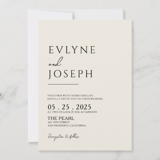 Invitation QR Code Boho noir et beige Mariage neutre (Devant)