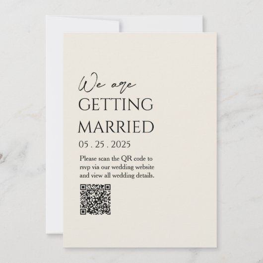 Invitation QR Code Boho noir et beige Mariage neutre (Dos)