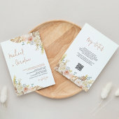 Invitation QR Code Boho Terracotta Pampas Mariage Floral