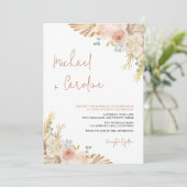 Invitation QR Code Boho Terracotta Pampas Mariage Floral (Debout devant)
