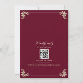 Invitation QR Code Bourgogne Gold Mariage baroque (Dos)
