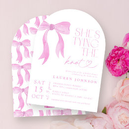 Invitation QR Code Bow rose Elle noue la douche à noeud