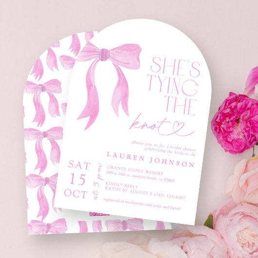 Invitation QR Code Bow rose Elle noue la douche à noeud