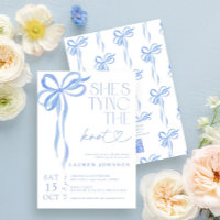 QR Code Bow She's Tying the Knot Blue Shower