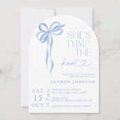Invitation QR Code Bow She's Tying the Knot Blue Shower (Devant)