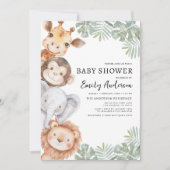 Invitation QR Code Boys Safari Animaux Baby shower (Devant)