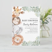 Invitation QR Code Boys Safari Animaux Baby shower (Debout devant)