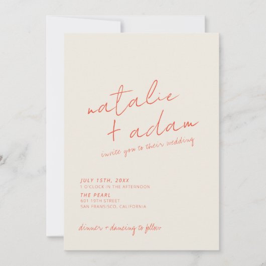 Invitation QR Code Bright Orange Retro Fun Mariage Whimsical (Devant)