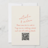 Invitation QR Code Bright Orange Retro Fun Mariage Whimsical (Dos)