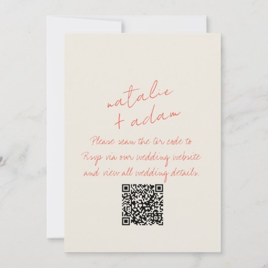 Invitation QR Code Bright Orange Retro Fun Mariage Whimsical (Dos)