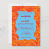 Invitation QR Code Burange Bleu Floral Rose Mariage (Devant)